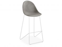 Pebble Stool Grey Upholstered Vintage Seat 