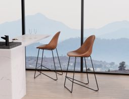 Pebble Stools Brown Leather Closeup