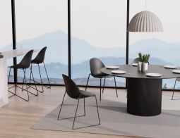 Pebble Rail 4pole Chairs Stools Black Dining Setting 11