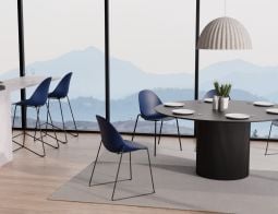 Pebble Rail 4pole Chairs Stools Navy Dining Setting