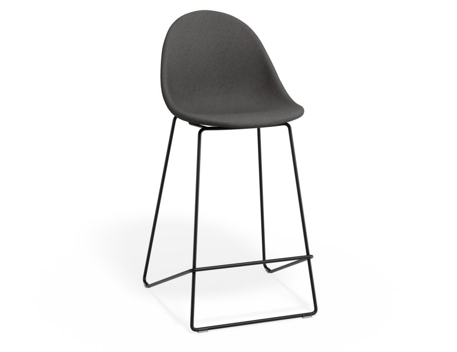 P 1 Pebble Kitchenstool Greyfabricseat Blackframe