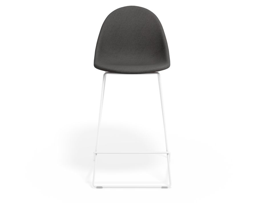 P 4 Pebble Kitchenstool Greyfabricseat Whiteframe