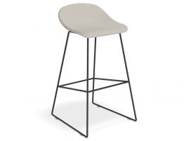 Pop Stool - Black Frame and Fabric Light Grey Seat