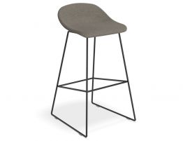 Pop Stool with Black Frame and Fabric Dark Grey Seat