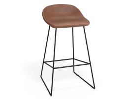 Pop Stool - Black Frame and Upholstered Vintage Tan Seat