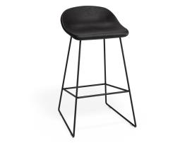 Pop Stool - Black Frame and Upholstered Vintage Black Seat