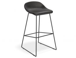 Pop Stool - Black Frame and Upholstered Vintage Black Seat