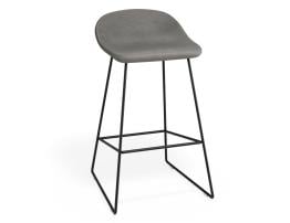 Pop Stool - Black Frame and Upholstered Vintage Grey Seat  