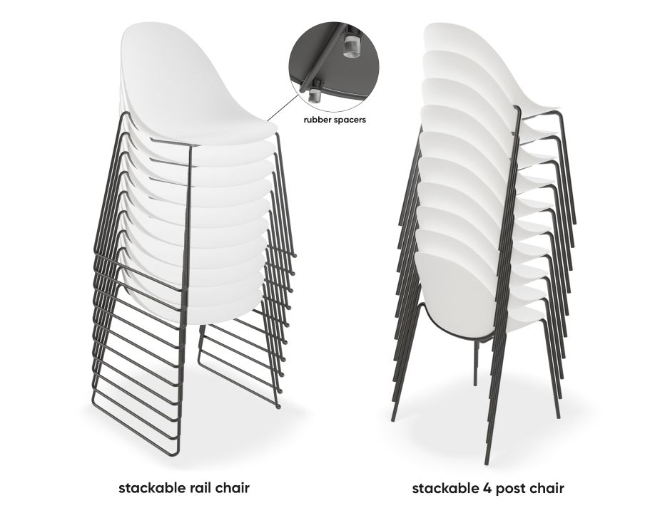 Pebble Rail Chair White 10 Stack 2