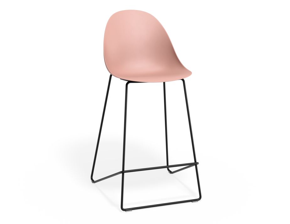 P 1 Pebble Kitchenstool Pinkseat Blackframe