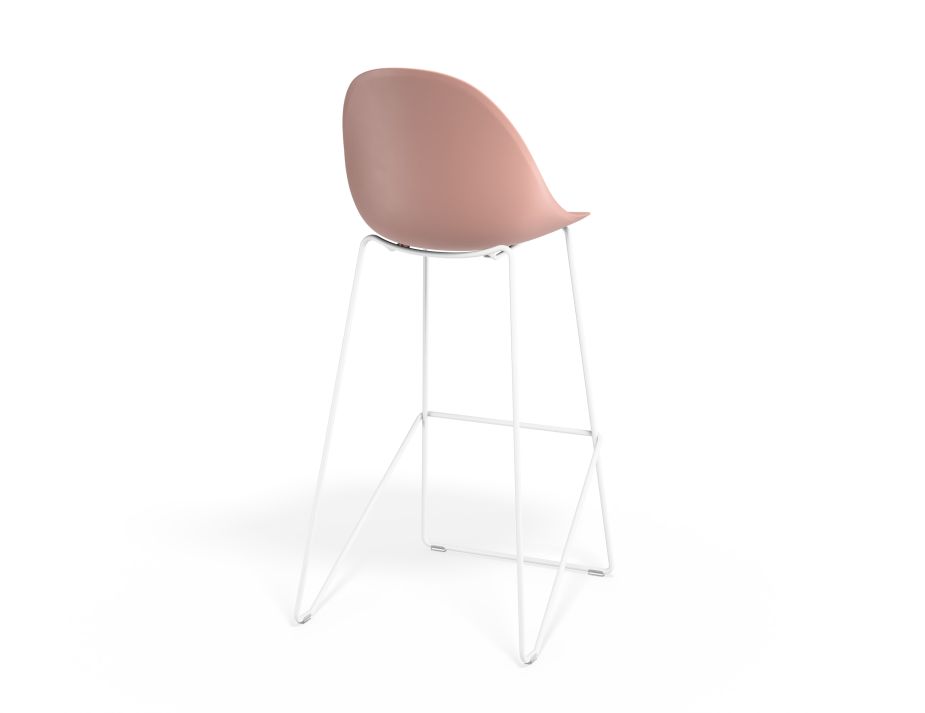 P 2 Pebble Barstool Pinkseat Whiteframe