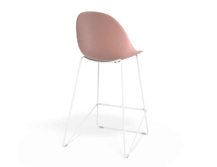P 2 Pebble Kitchenstool Pinkseat Whiteframe