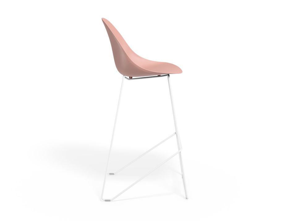 P 3 Pebble Barstool Pinkseat Whiteframe