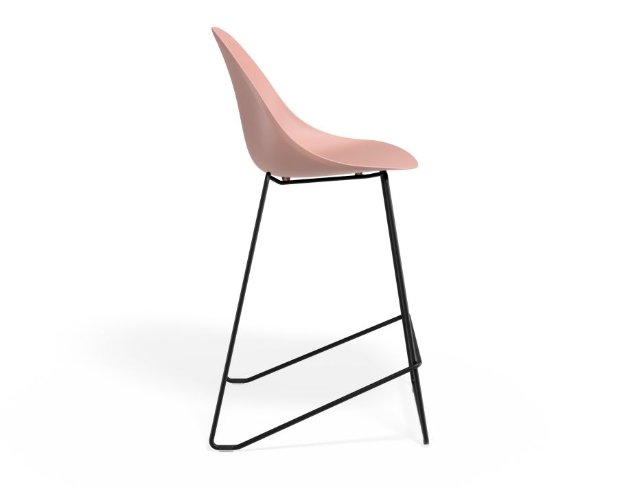 P 3 Pebble Kitchenstool Pinkseat Blackframe