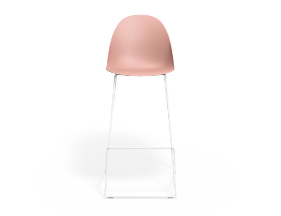 P 4 Pebble Barstool Pinkseat Whiteframe