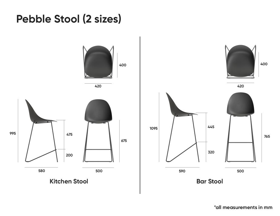 Pebble Stools Dimensions Page