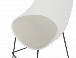 White Seat Light Grey Fabric Cushion