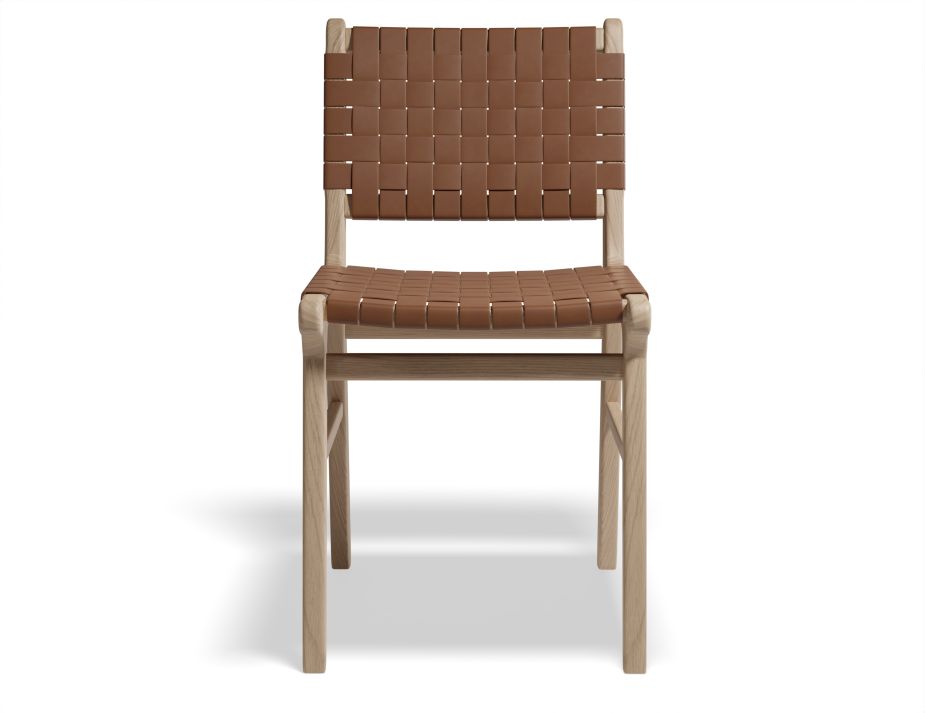 Brooklyn Diningchair Naturalframe Tanleather Front