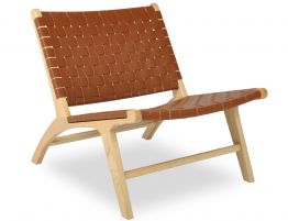 Brooklyn Lounge Chair - Woven Cognac Seat / Natural Frame