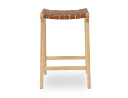 Brooklyn Backless Stool - Woven Cognac Seat / Natural Frame