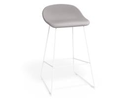 Pop Stool - White Frame and Light Grey Fabric Seat 