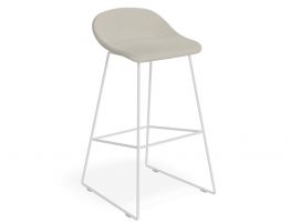 Pop Stool - White Frame and Light Grey Fabric Seat 