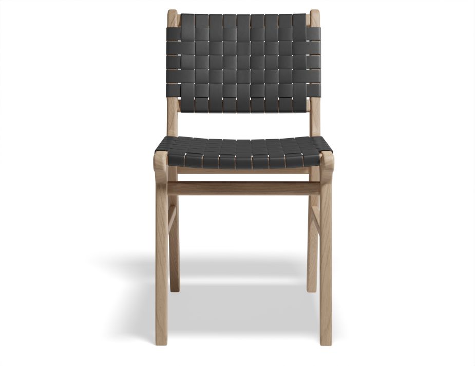 Brooklyn Diningchair Naturalframe Blackleather Front
