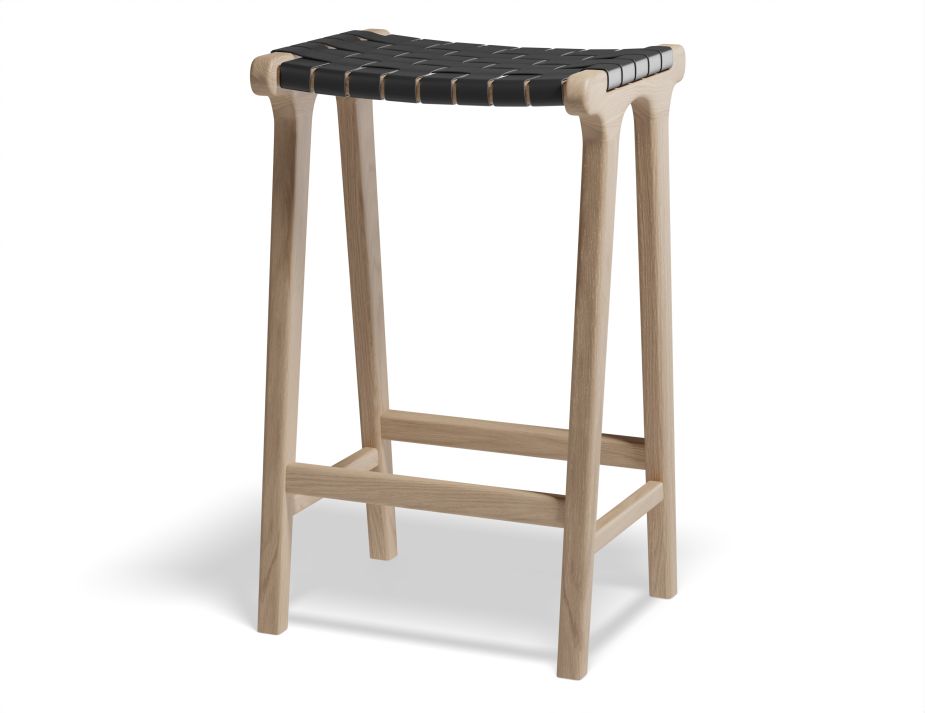 Brooklyn Barstool Naturalframe Blackleather Back