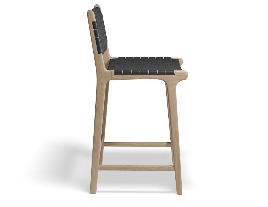 Brooklyn Kitchenstool Naturalframe Blackleather Side