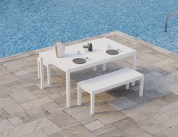 White 120 Bench Poolside