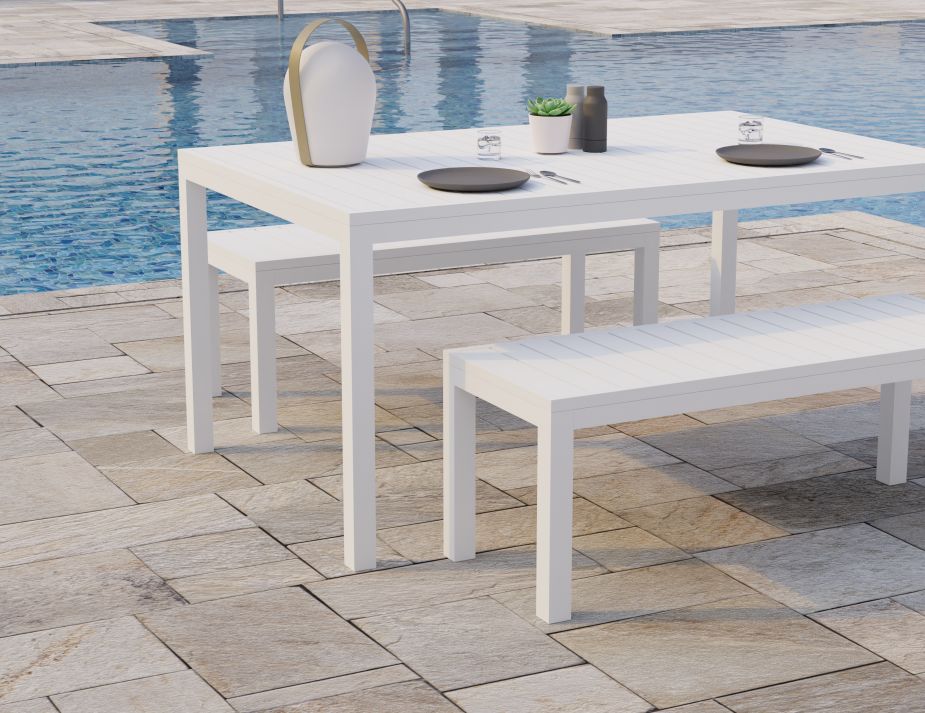 White table bench seat top