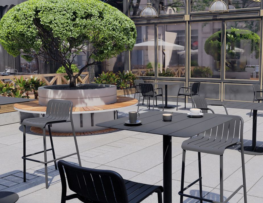 Roku Outdoor Square High Bar Table in Charcoal