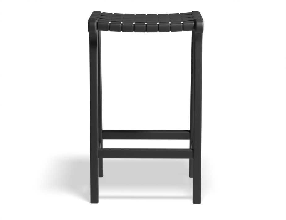 Brooklyn Barstool Blackframe Blackleather Front