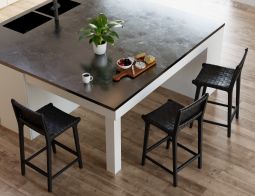 Brooklyn Kitchenstool Blackframe Blackleather Kitchen