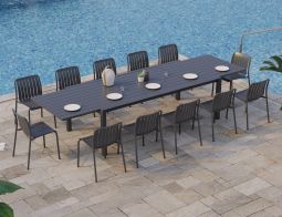 Charcoal Extended Roku DiningChairs Poolside