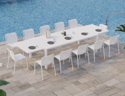 White Extended Roku DiningChairs Poolside