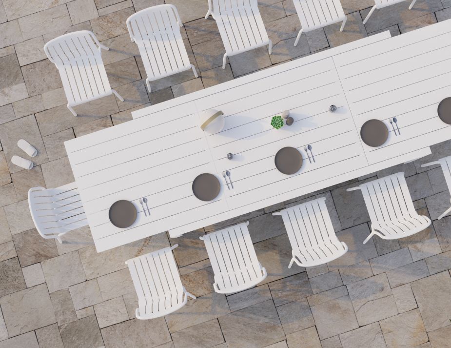 White Extended Roku DiningChairs Poolside Top