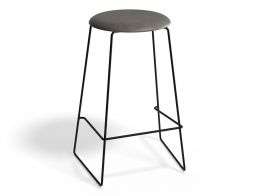 HUGO Barstool 66cm Blackframe Greyvinyl Roundseat