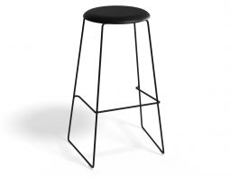 HUGO Barstool 75cm Blackframe Blackvinyl Roundseat