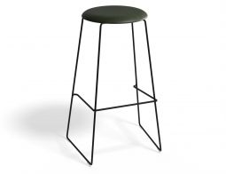 HUGO Barstool 75cm Blackframe Greenvinyl Roundseat