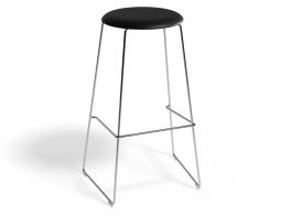 HUGO Barstool 75cm Chromeframe Blackvinyl Roundseat