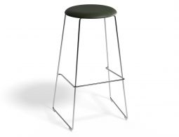 HUGO Barstool 75cm Chromeframe Greenvinyl Roundseat