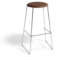 HUGO Barstool 75cm Chromeframe Tanvinyl Roundseat