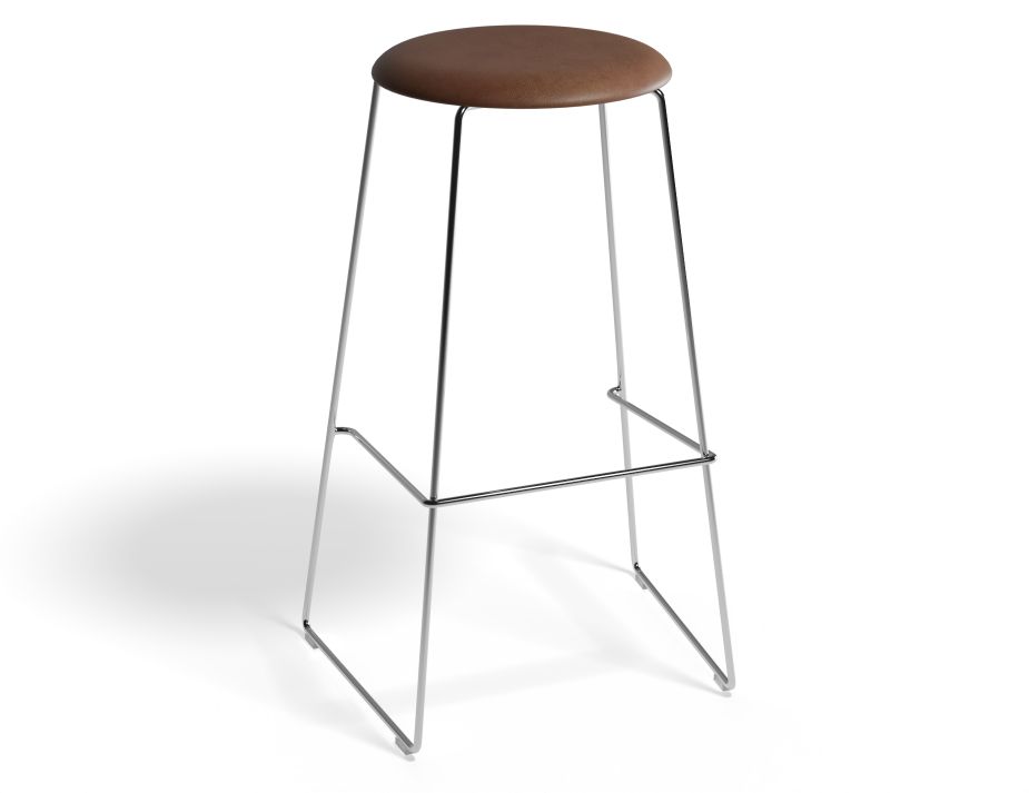 HUGO Barstool 75cm Chromeframe Tanvinyl Roundseat