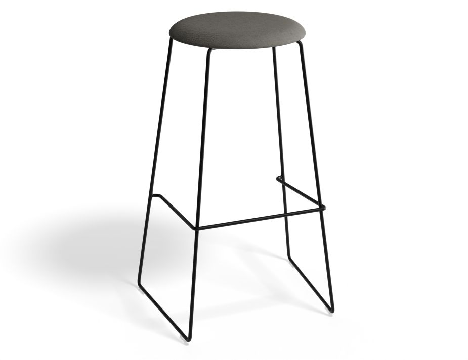 HUGO Barstool 75cm Blackframe Greyfabric Roundseat