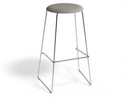 HUGO Barstool 75cm Chromeframe Lightgreyfabric Roundseat