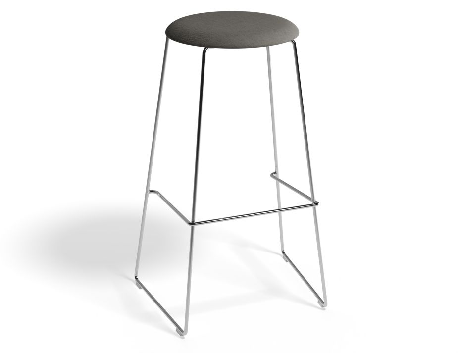 HUGO Barstool 75cm Chromeframe Greyfabric Roundseat