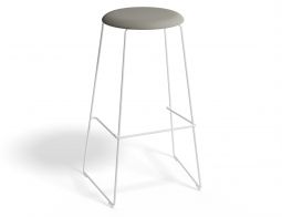 HUGO Barstool 75cm Whiteframe Lightgreyfabric Roundseat