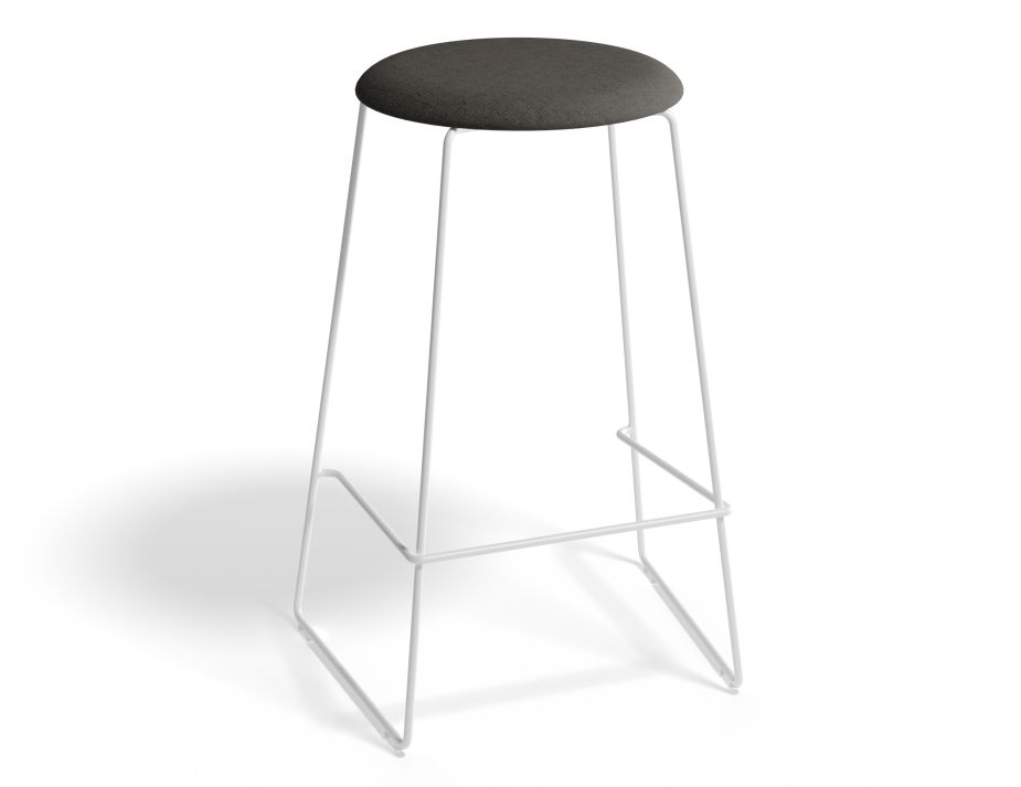 HUGO Barstool 66cm Whiteframe Anthracitefabric Roundseat