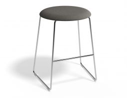 HUGO Lowstool 46cm Chromeframe Greyfabric Roundseat